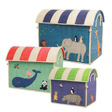 RICE Raffia Storage Houses - Animals - 3 pcs.