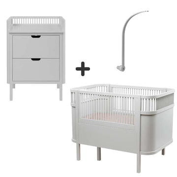 Sebra The Bed and Changing Table with Mobile Holder - Stone Grey - Bundle 1 