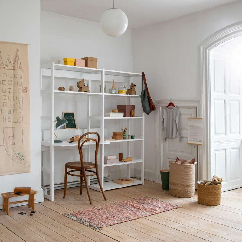 Hoppekids STOREY - Sæt m. 8 Hylder og Skriveplade - 100 cm. - Hvid