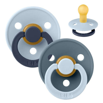 BIBS Rund Colour Sut - Str. 1 - Naturgummi - Studio - Fusion - Baby Blue/Petrol Mix