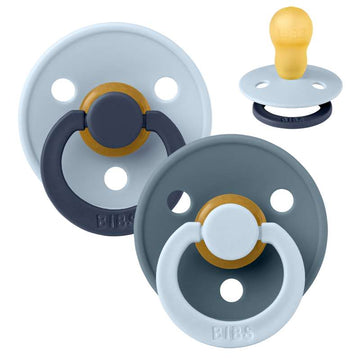 BIBS Rund Colour Sut - Str. 3 - Naturgummi - Studio - Fusion - Baby Blue/Petrol Mix