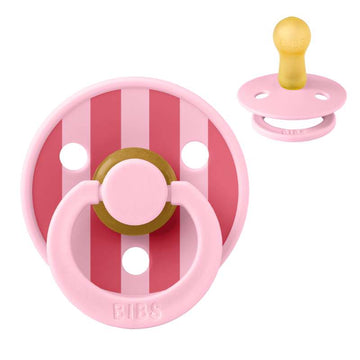 Chupete Bibs Redondo Colour - t. 2 - caucho natural - Estudio - Bloque - Rosa bebé/Coral 