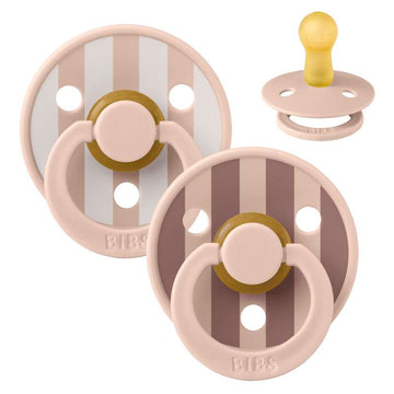 BIBS Suzeta rotundă Colour - Pachet de 2 - Măr. 2 - Cauciuc natural - Block Studio - Blush Mix