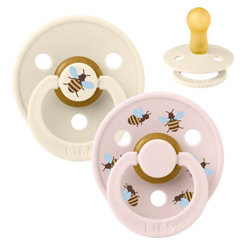 BIBS Kerek Colour cumi - 2 darabos csomag - Méret 2 - Természetes gumi - Bumblebee Studio - Ivory Mix