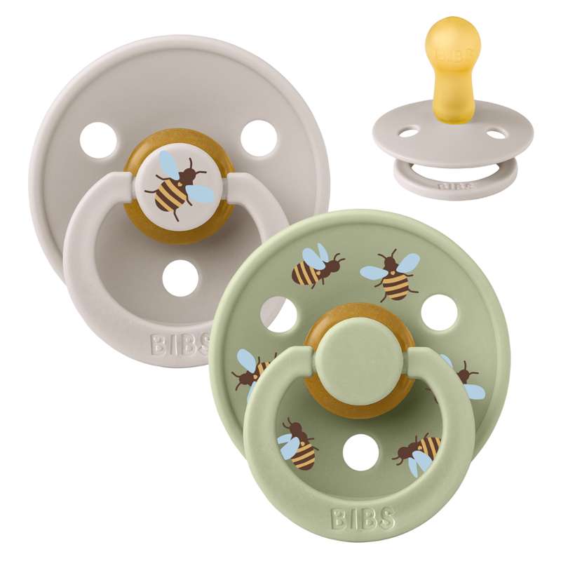 BIBS Rund Colour Sut - 2-Pak - Str. 2 - Naturgummi - Studio - Bumblebee - Mushroom Mix