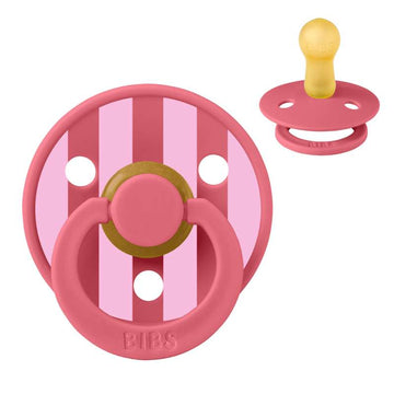 Bibs Кръгъл Colour Биберон - р-р 2 - естествен каучук - Студио - Блок - Корал/Бебешко розово 