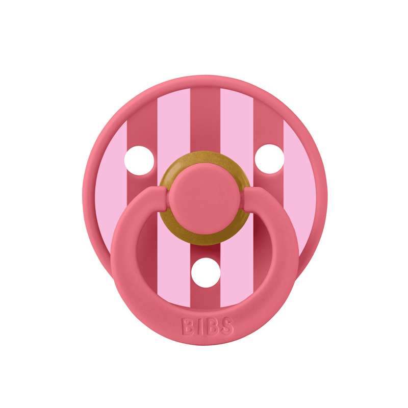 Bibs Round Colour Pacifier - sz. 2 - natural rubber - Studio - Block - Coral/Baby Pink 