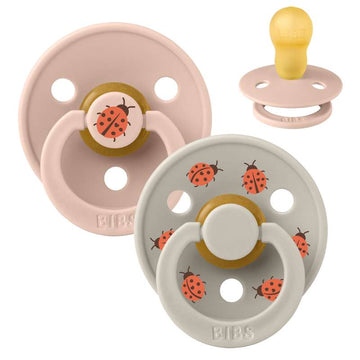 BIBS Στρογγυλή Colour Πιπίλα - Συσκευασία 2 τεμαχίων - Μέγ. 3 - Φυσικό Καουτσούκ - Ladybug Studio - Blush Mix