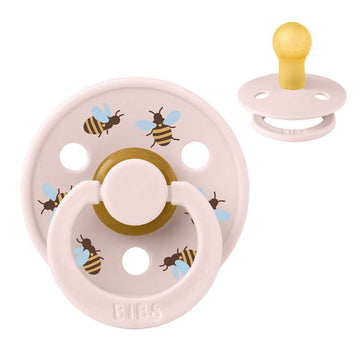 BIBS Ciuccio Colour rotondo - Mis. 1 - Gomma naturale - Bumblebee Studio - Petal