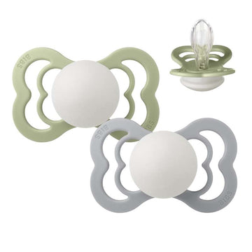BIBS symmetrinen Supreme tutti - 2-Pak - Koko 2 - Silikoni - GLOW - Sage/Cloud