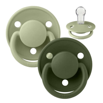 BIBS okrúhly cumlík De Lux - 2-balenie - Jedna veľkosť - Silikón - Sage/Hunter Green