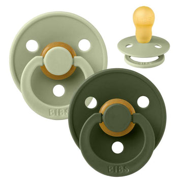 Sucette Bibs Rond Colour - 2-Pak - t. 3 - caoutchouc naturel - Sauge/Vert chasseur 