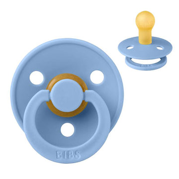 Bibs Кръгъл Colour Биберон - р-р 1 - естествен каучук - Небесносин 