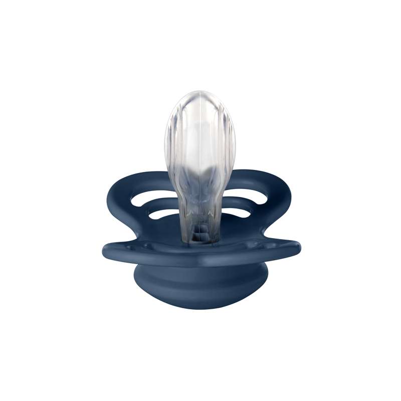 BIBS Symmetric Supreme Pacifier - Size 2 - Silicone - Steel Blue