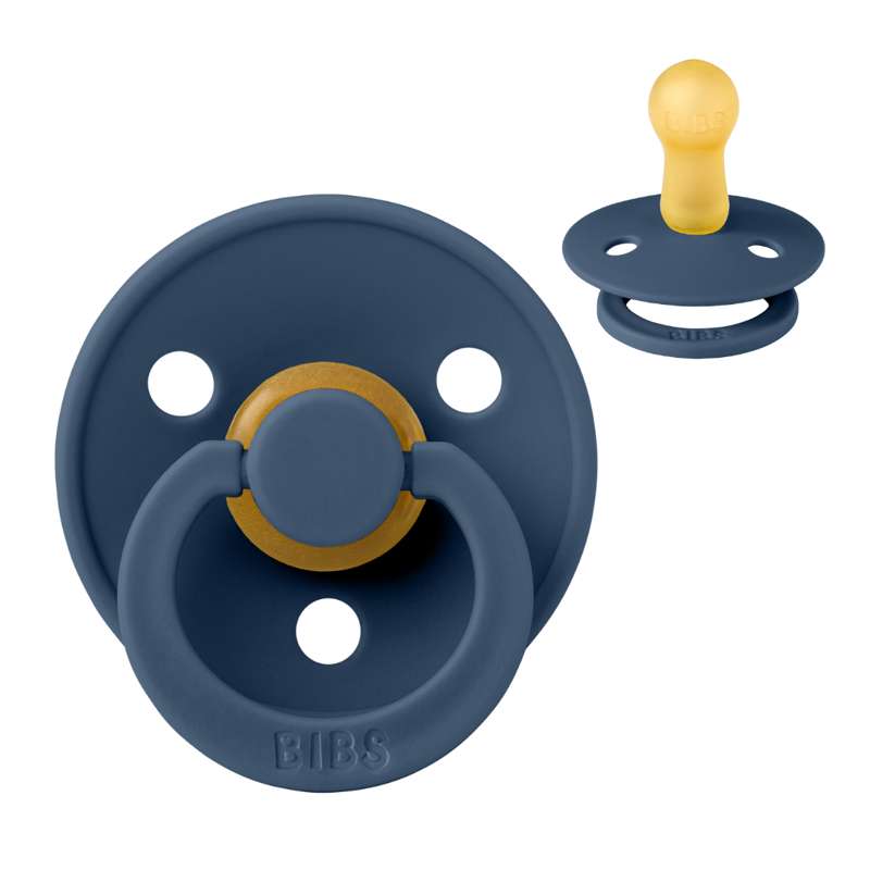 Bibs Кръгъл Colour Биберон - р-р 2 - естествен каучук - Стоманеносин 