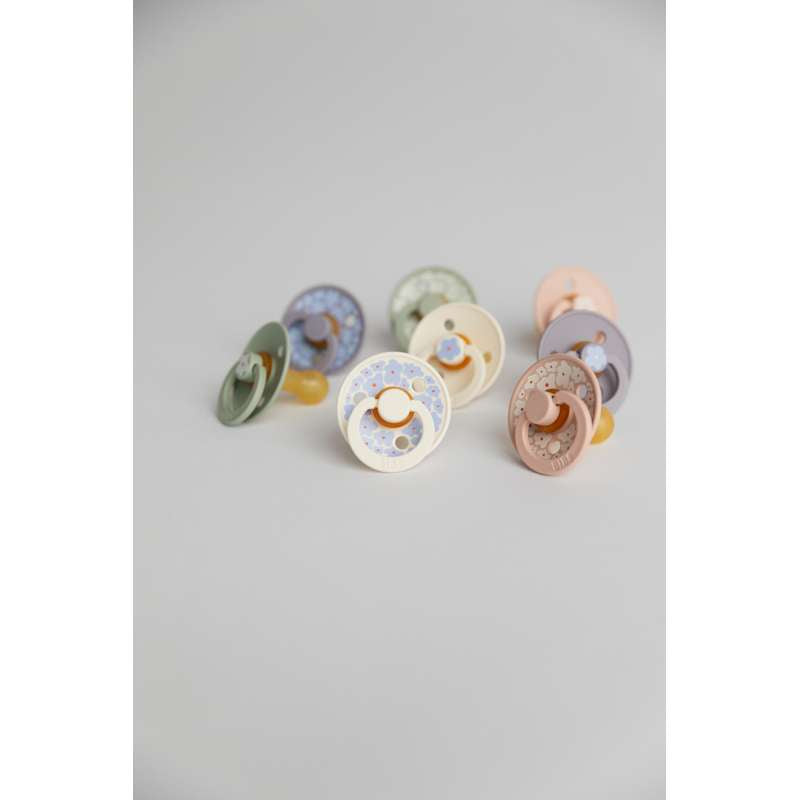 BIBS Round Colour Pacifier - Size 2 - Natural Rubber - Studio - Jasmine - Ivory 