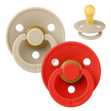 Bibs Ronde Colour Fopspeen - 2-Pack - mt. 1 - natuurrubber - Vanille/Candy Apple 