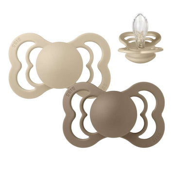 BIBS Symmetrisk Supreme Smokk - 2-Pakning - Str. 2 - Silikon - Vanilla/Dark Oak