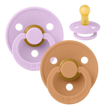 Sucette Bibs Rond Colour - 2-Pak - t. 2 - caoutchouc naturel - Ciel Violet/Citrouille 