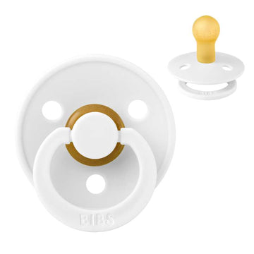 Bibs Кръгъл Colour Биберон - р-р 1 - естествен каучук - Бял 