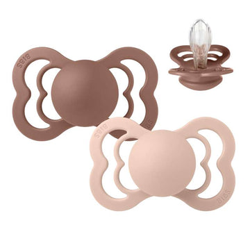 BIBS Symmetrisk Supreme Smokk - 2-pakning - Str. 2 - Silikon - Woodchuck/Blush
