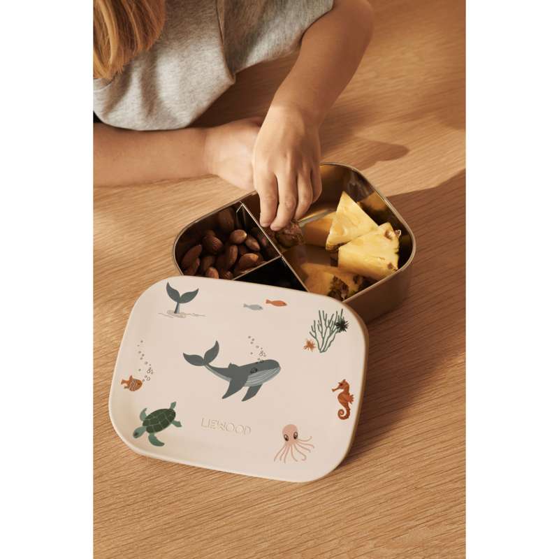 Liewood Arthur Removable Lunch Box - Steel/Silicone - Sea Creature/Sandy 