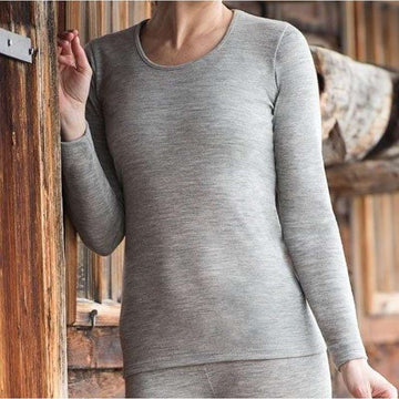 Engel Natur Women's Sweater - Wool/Silk - Grey Melange 