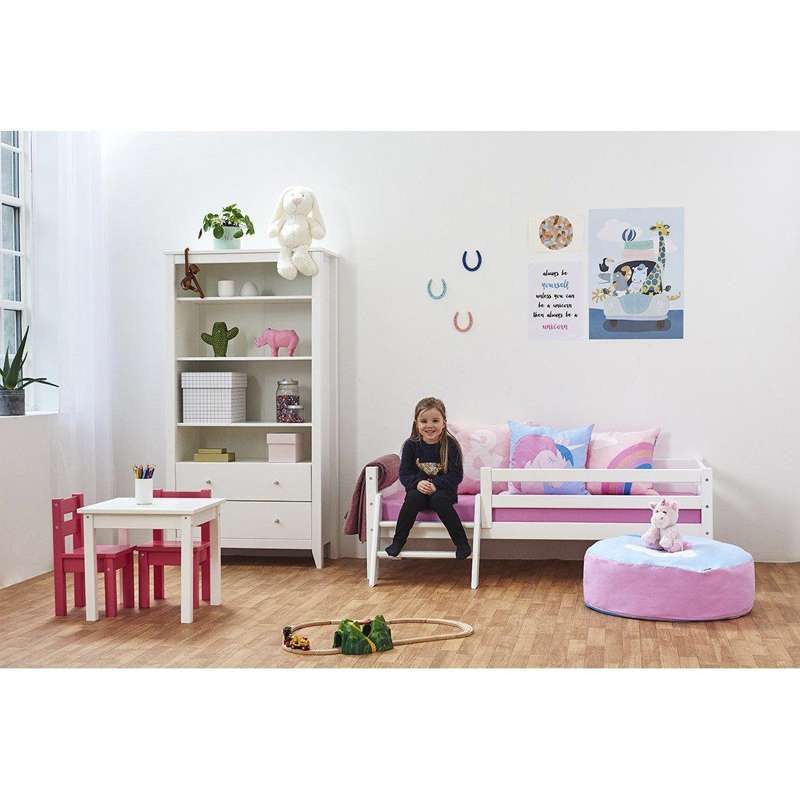 Hoppekids ECO Dream - Lit junior avec échelle et barrière de lit - 70x160 cm - Blanc