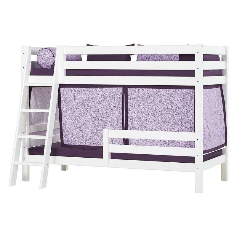 Hoppekids ECO Luxury - Lit superposé 150 cm - 90x200 cm - Deux barrières de lit - Échelle inclinée - Fond de lit flexible - Blanc