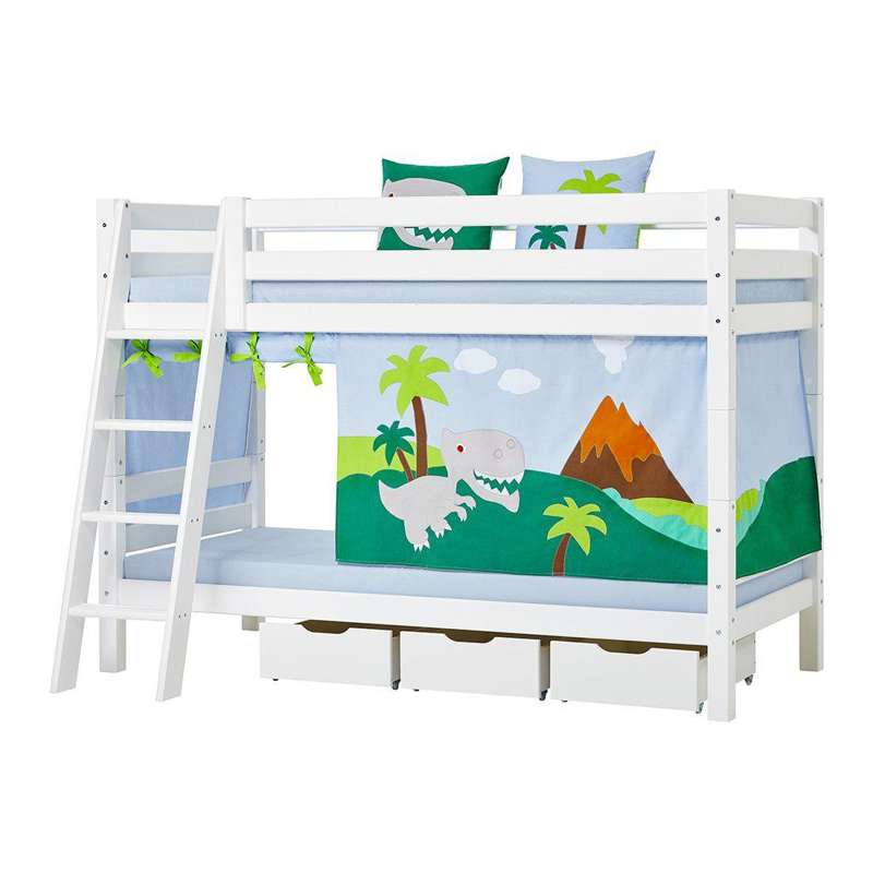 Hoppekids ECO Luxury - Etagenbett - 150 cm - 90x200 cm - Schräge Leiter - Flexibler Lattenrost - Weiß