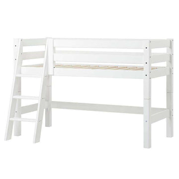 Hoppekids ECO Luxury - Mid sleeper bed m. Backrest - Slanted Ladder (Multiple Sizes) - White 