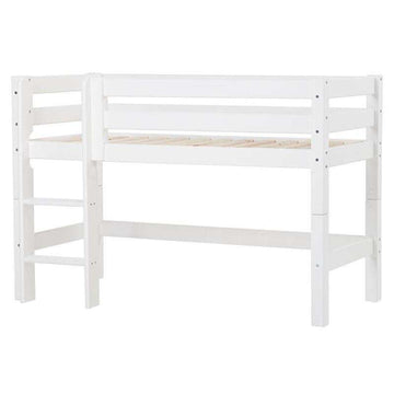 Hoppekids ECO Luxury - Halfhoge Bed met Rugleuning - Rechte Ladder (Diverse Maten) - Wit 