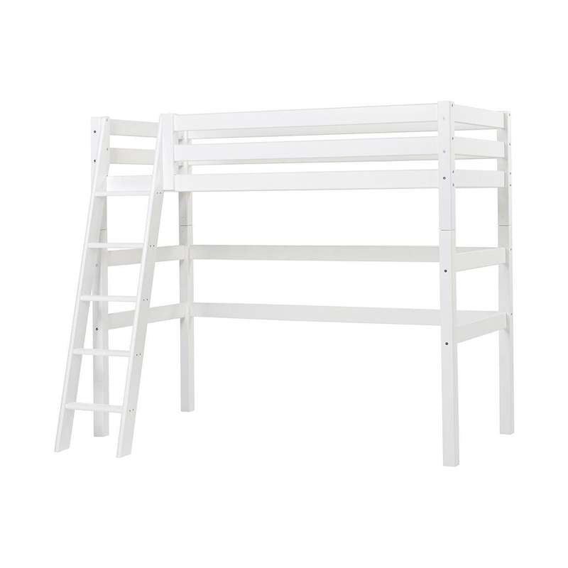 Hoppekids ECO Luxury - High bed - 90x200 cm. - Slanted ladder - Flexible mattress base - White 