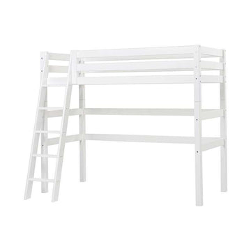 Hoppekids ECO Luxury - Lit mezzanine - 90x200 cm. - Échelle inclinée - Fond de lit flexible - Blanc