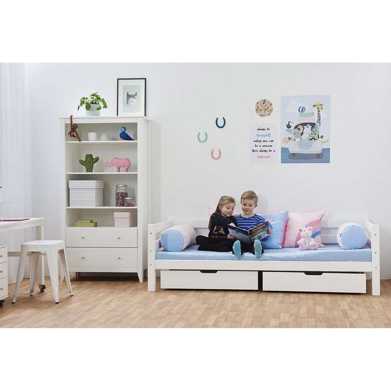 Hoppekids ECO Luxury - Juniorbed - 90x200 cm. - Flexibele lattenbodem en rugleuning - Wit 