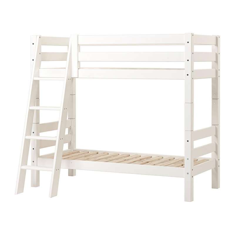 Hoppekids ECO Luxury - Lit superposé - 150 cm - Échelle inclinée (Plusieurs tailles) - Blanc