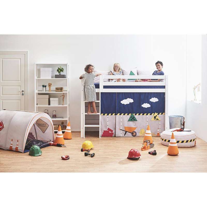 Hoppekids ECO Luxury - Lit mi-hauteur - 90x200 cm. - Fond de lit flexible - Blanc