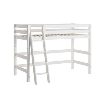 Hoppekids ECO Luxury - Halfhoog Bed - 90x200 cm. - Schuin Ladder - Flexibele Lattenbodem - Wit 