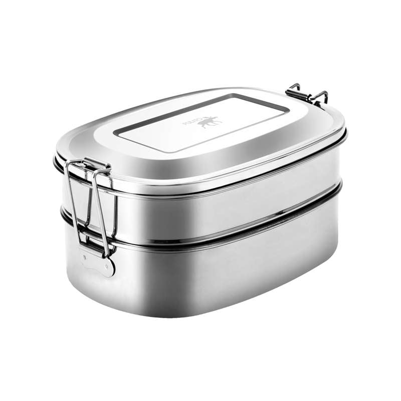 Pulito PureLunchBox Lunchbox - Stainless Steel - 2-in-1 - Oval