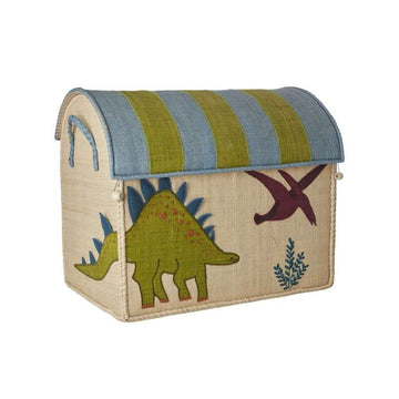 RICE Raffia Úložný dům - Nový Dinosaur - Velký 