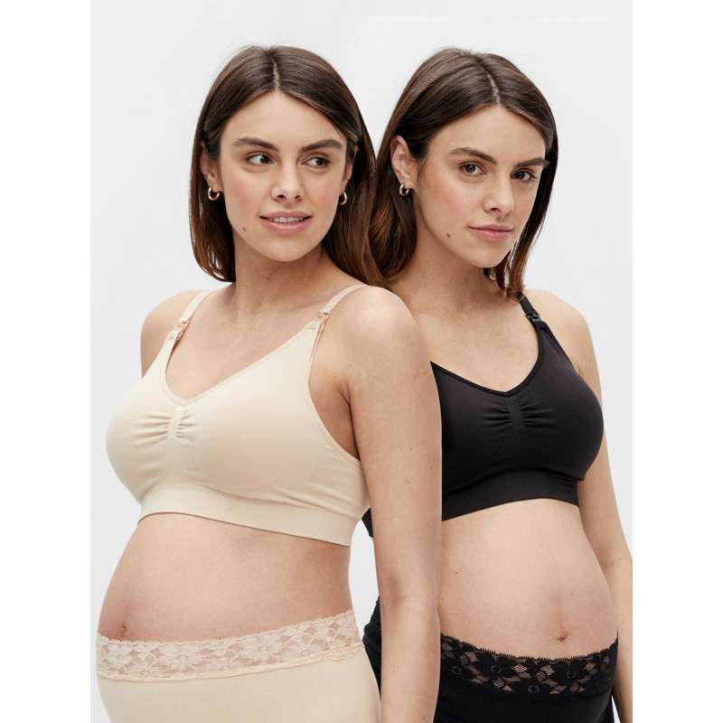 Mamalicious MLILJA Biustonosz do karmienia - 2-pak - Czarny/Mellow Buff 