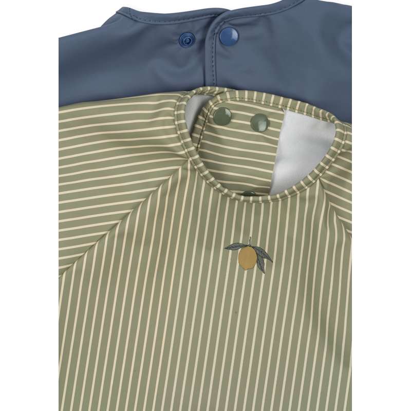 Konges Sløjd Hagesmække m. Ærmer - 2-pak - Tea Stripe/Flint Stone