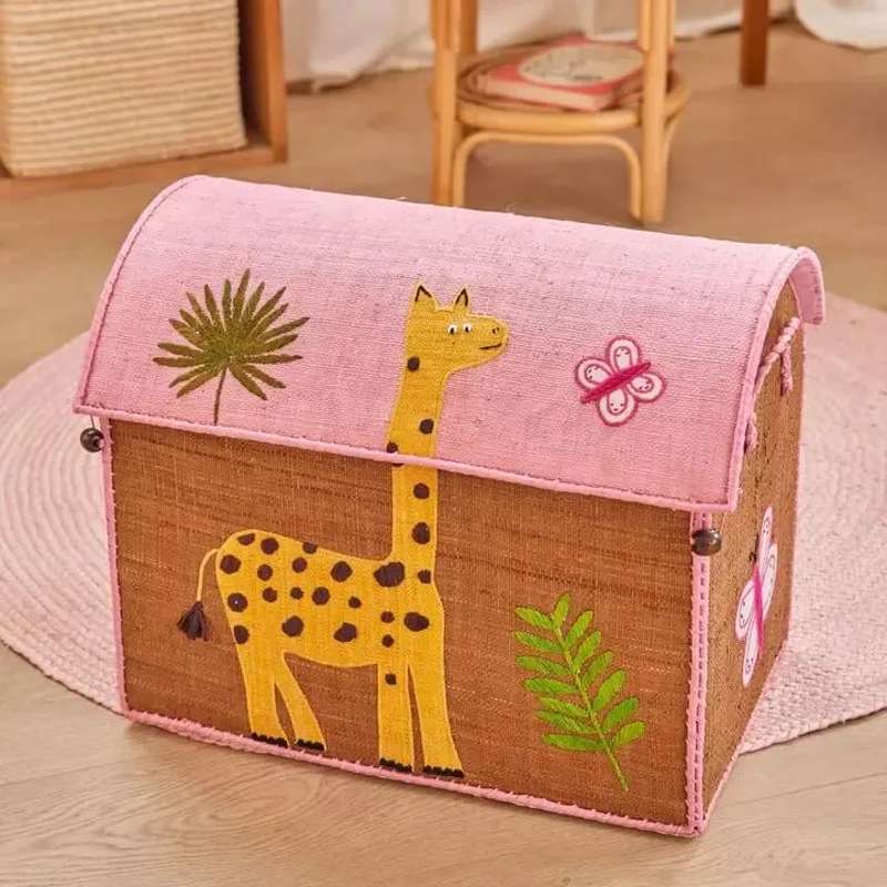 RICE Casă de depozitare Raffia - Fauna - Roz - Medie 