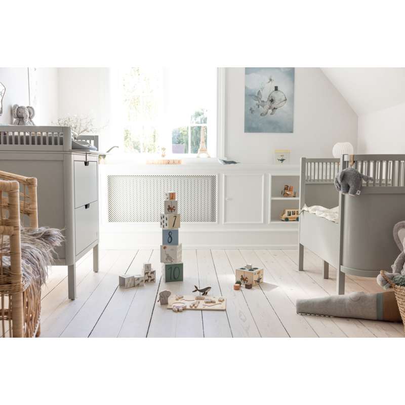 Sebra The Bed and Changing Table with Accessories - Stone Grey - Deluxe Bundle 1 