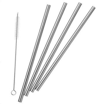 Pulito SteelStraw Stainless Steel Straw with Brush - 4-Pack - Straight - 22 cm./8mm.